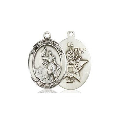 St. Joan of Arc Army Medal - Sterling Silver - 3/4 Inch Tall x 1/2 Inch Wide
