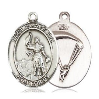St. Joan of Arc Paratrooper Medal - Sterling Silver - 3/4 Inch Tall x 1/2 Inch Wide