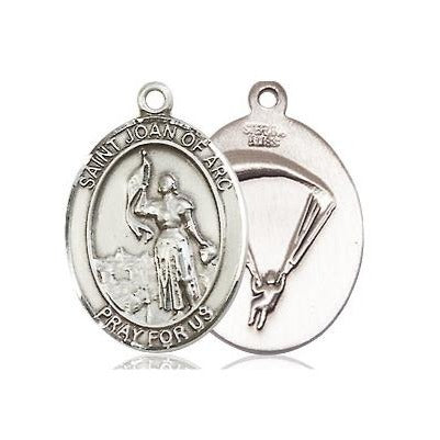 St. Joan of Arc Paratrooper Medal Necklace - Sterling Silver - 3/4 Inch Tall x 1/2 Inch Wide with 18" Chain