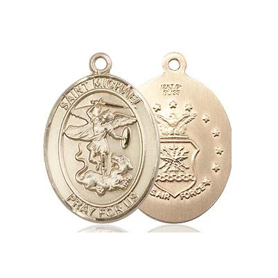 St. Michael Air Force Medal Necklace - 14K Gold Filled - 3/4 Inch Tall x 1/2 Inch Wide with 24" Chain
