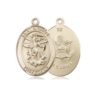St. Michael Army Medal Necklace - 14K Gold Filled - 3/4 Inch Tall x 1/2 Inch Wide with 18" Chain