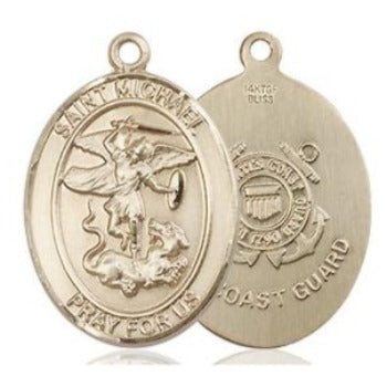 St. Michael Coast Guard Medal - 14K Gold Filled - 3/4 Inch Tall x 1 Inch Wide