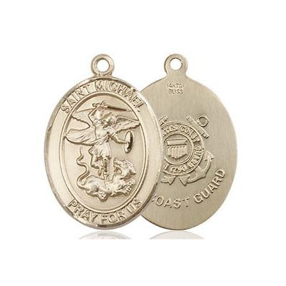 St. Michael Coast Guard Medal Necklace - 14K Gold Filled - 3/4 Inch Tall x 1/2 Inch Wide with 18" Chain