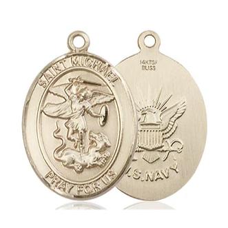 St. Michael Navy Medal - 14K Gold Filled - 3/4 Inch Tall x 1/2 Inch Wide