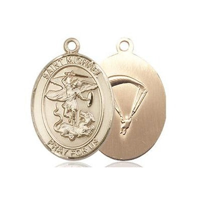 St. Michael Paratrooper Medal Necklace - 14K Gold Filled - 3/4 Inch Tall x 1/2 Inch Wide with 24" Chain