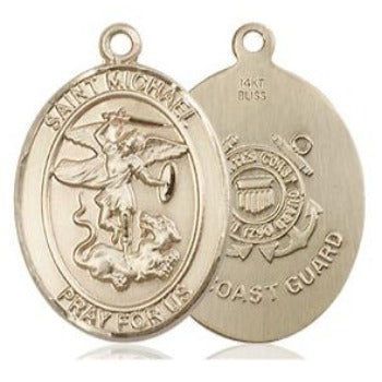 St. Michael Coast Guard Medal - 14K Gold - 3/4 Inch Tall x 1/2 Inch Wide