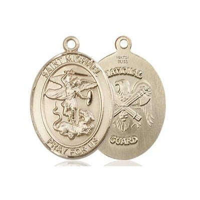St. Michael National Guard Medal - 14K Gold - 3/4 Inch Tall x 1/2 Inch Wide