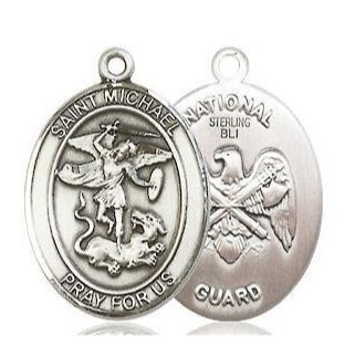 St. Michael National Guard Medal - Sterling Silver - 3/4 Inch Tall x 1/2 Inch Wide