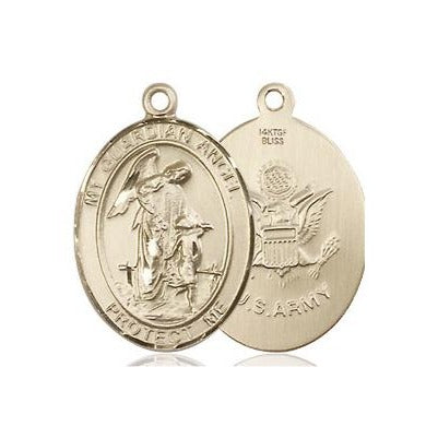 Guardian Angel Army Medal Necklace - 14K Gold Filled - 3/4 Inch Tall x 1/2 Inch Wide with 24" Chain