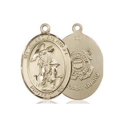 Guardian Angel Coast Guard Medal Necklace - 14K Gold Filled - 3/4 Inch Tall x 1/2 Inch Wide with 18" Chain