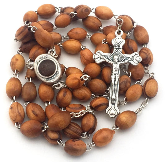 Exclusive Holy Land Rosary - Mary & Baby Jesus Centerpiece