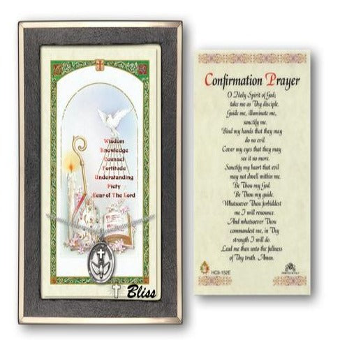 Confirmation Catholic Medal With Prayer Card - Sterling Silver