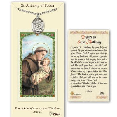 St. Anthony of Padua Catholic Medal With Prayer Card - Pewter