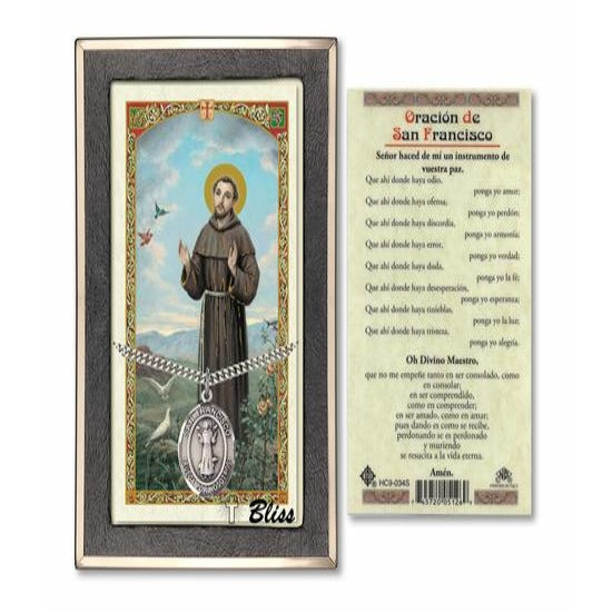 San Francisco Catholic Medal With Prayer Card - Sterling Silver