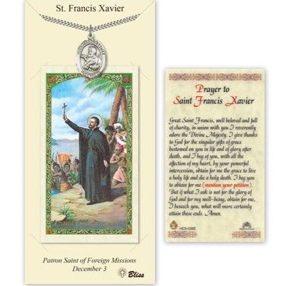 St. Francis Xavier Catholic Medal With Prayer Card - Pewter