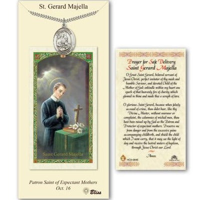 St. Gerard Majella Catholic Medal With Prayer Card - Pewter