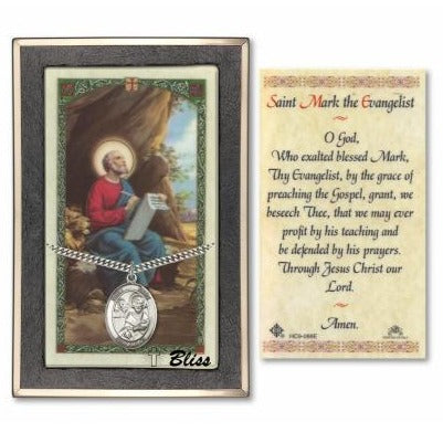 St. Mark the Evangelist Catholic Medal With Prayer Card - Sterling Silver