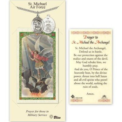 St. Michael Air Force Catholic Medal With Prayer Card - Pewter