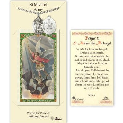St. Michael Army Catholic Medal With Prayer Card - Pewter