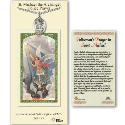 St. Michael the Archangel Catholic Medal With Prayer Card - Pewter