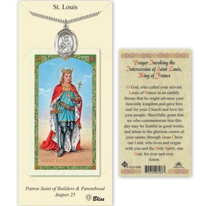 St. Louis Catholic Medal With Prayer Card - Pewter