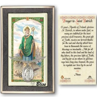 St. Patrick Catholic Medal With Prayer Card - Sterling Silver