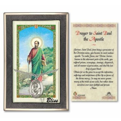 St. Paul the Apostle Catholic Medal With Prayer Card - Sterling Silver