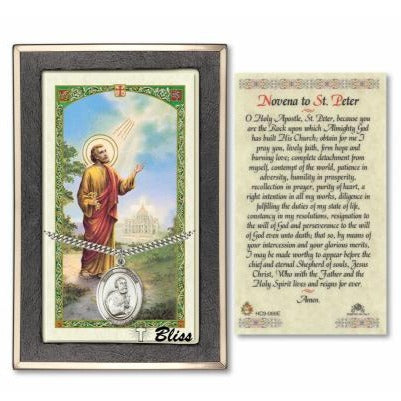 St. Peter the Apostle Catholic Medal With Prayer Card - Sterling Silver