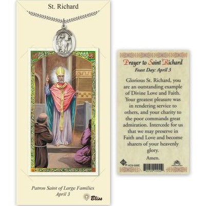 St. Richard Catholic Medal With Prayer Card - Pewter