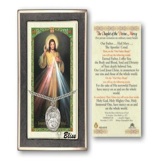 Scapular Catholic Medal With Prayer Card - Sterling Silver