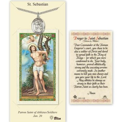 St. Sebastian Catholic Medal With Prayer Card - Pewter
