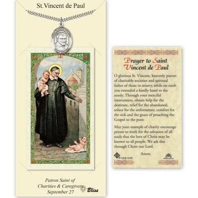 St. Vincent de Paul Catholic Medal With Prayer Card - Pewter