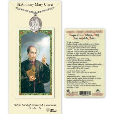 St. Anthony Mary Claret Catholic Medal With Prayer Card - Pewter