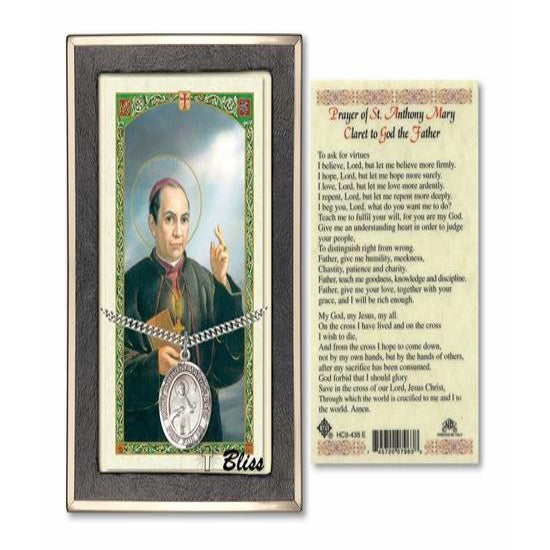 St. Anthony Mary Claret Catholic Medal With Prayer Card - Sterling Silver