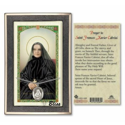 St. Frances Cabrini Catholic Medal With Prayer Card - Sterling Silver