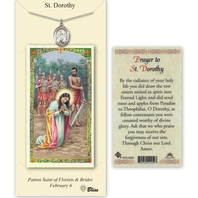 St. Dorothy Catholic Medal With Prayer Card - Pewter