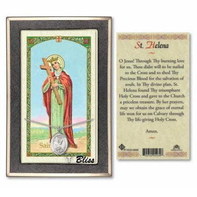 St. Helen Catholic Medal With Prayer Card - Sterling Silver