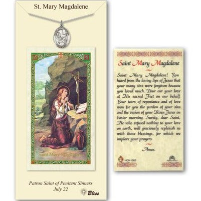 St. Mary Magdalene Catholic Medal With Prayer Card - Pewter