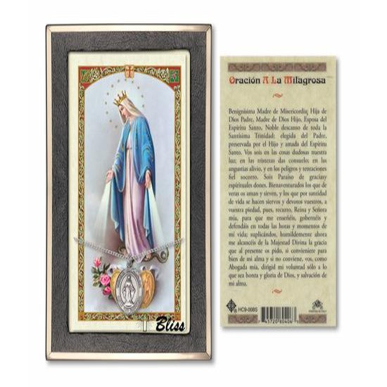 Miraculous Catholic Medal With Prayer Card - Sterling Silver