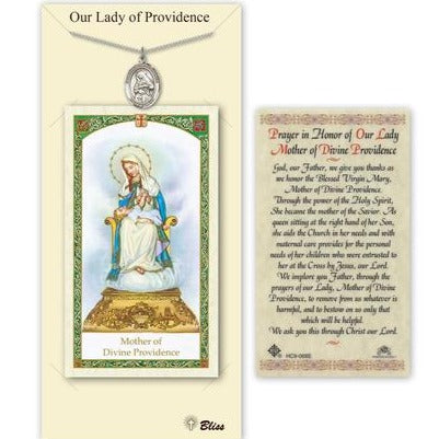 Our Lady of Providence Catholic Medal With Prayer Card - Pewter