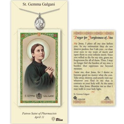 St. Gemma Galgani Catholic Medal With Prayer Card - Pewter