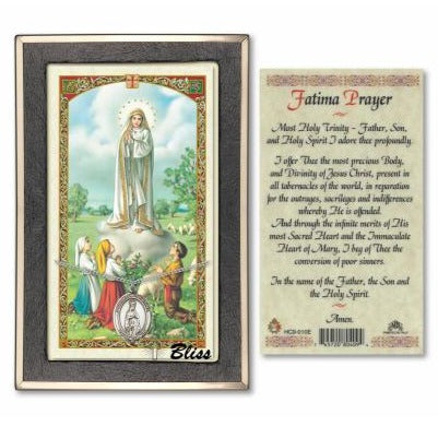 Our Lady of Fatima Catholic Medal With Prayer Card - Sterling Silver