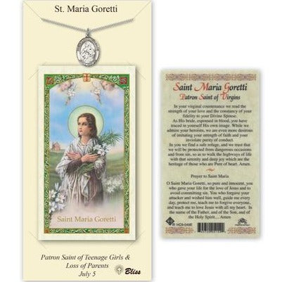 St. Maria Goretti Catholic Medal With Prayer Card - Pewter