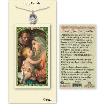 Holy Family Catholic Medal With Prayer Card - Pewter