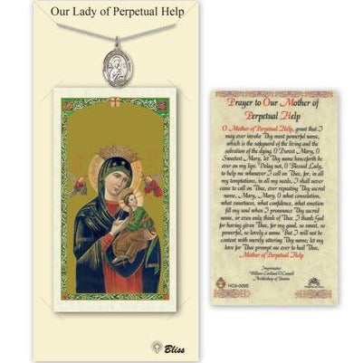 Our Lady of Perpetual Help Catholic Medal With Prayer Card - Pewter