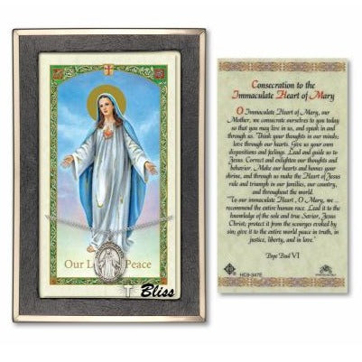 Our Lady of Peace Catholic Medal With Prayer Card - Sterling Silver