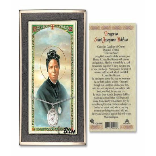 St. Josephine Bakhita Catholic Medal With Prayer Card - Sterling Silver