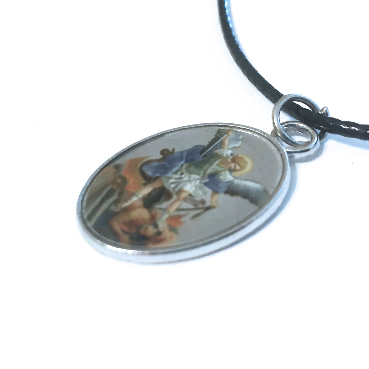 St. Michael Pendant Cord Necklace With Clasp