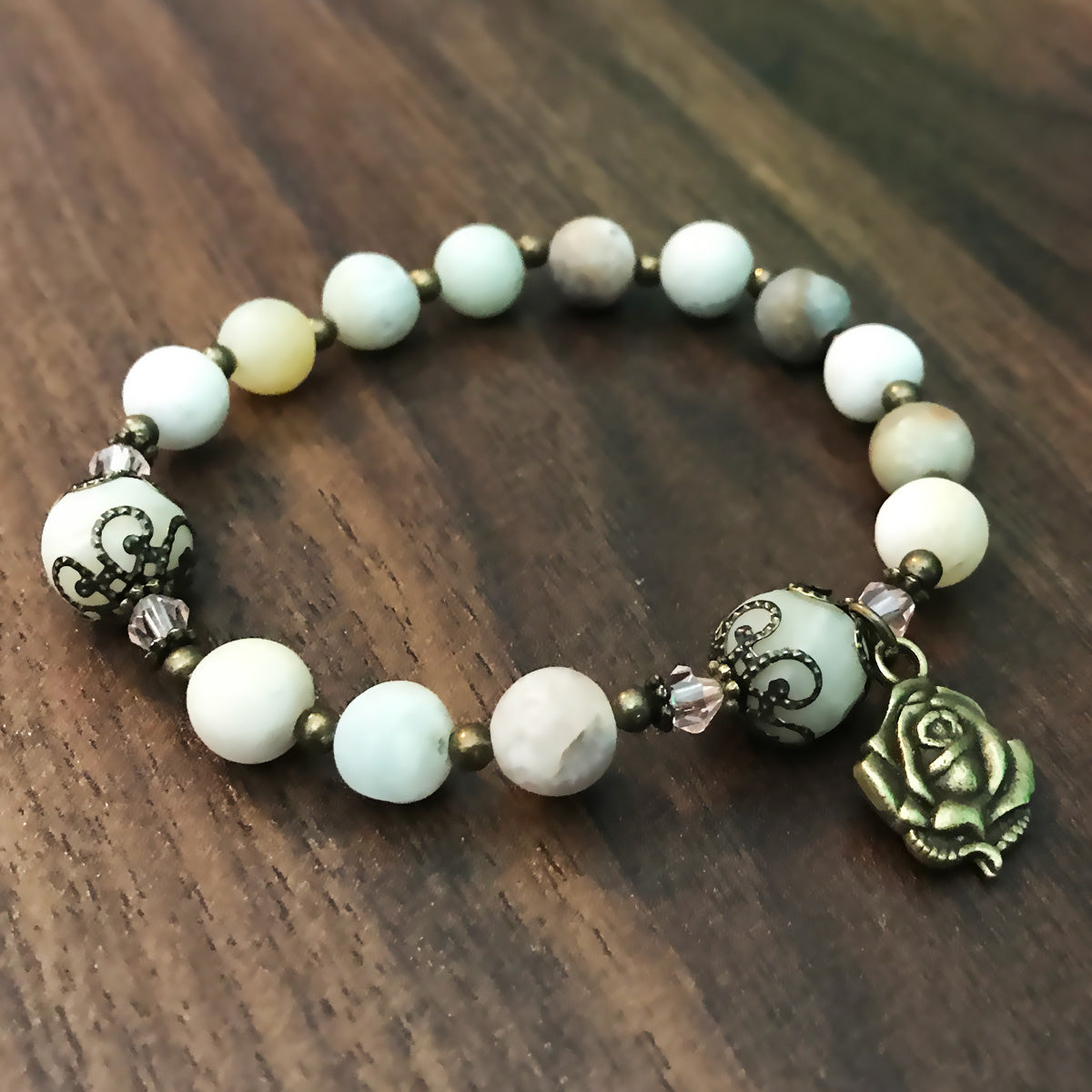 Amazonite Stone Rosary Bracelet by Catholic Heirlooms - Confirmation - Holy Communion Gift