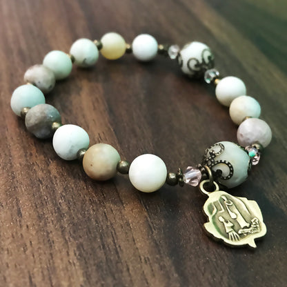 Amazonite Stone Rosary Bracelet by Catholic Heirlooms - Confirmation - Holy Communion Gift